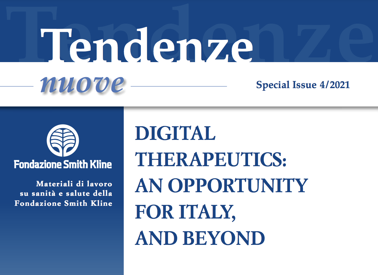 Special issue cover with title about digital therapeutics from Fondazione Smith Kline.
