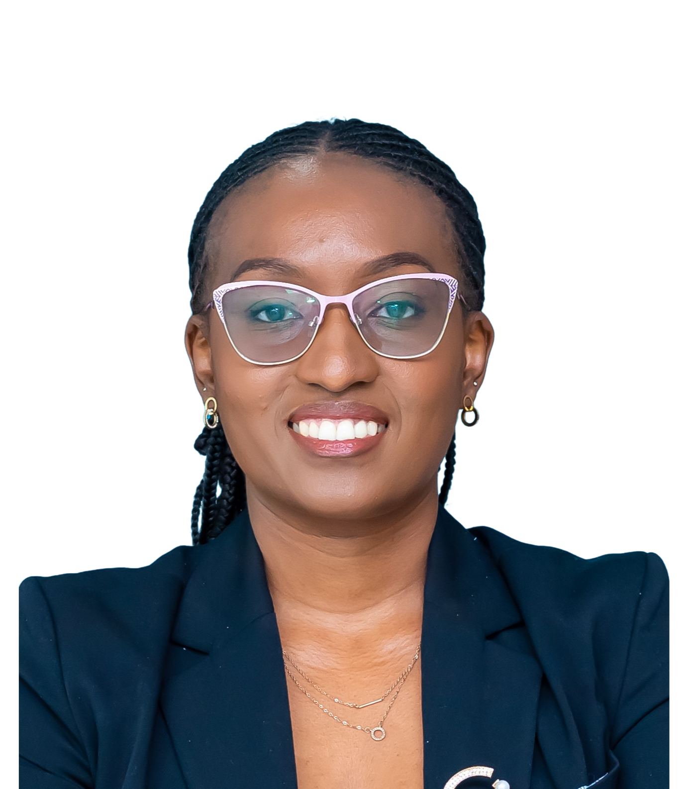Attorney posing with a confident smile, wearing glasses and a black blazer, suitable for a professional profile.