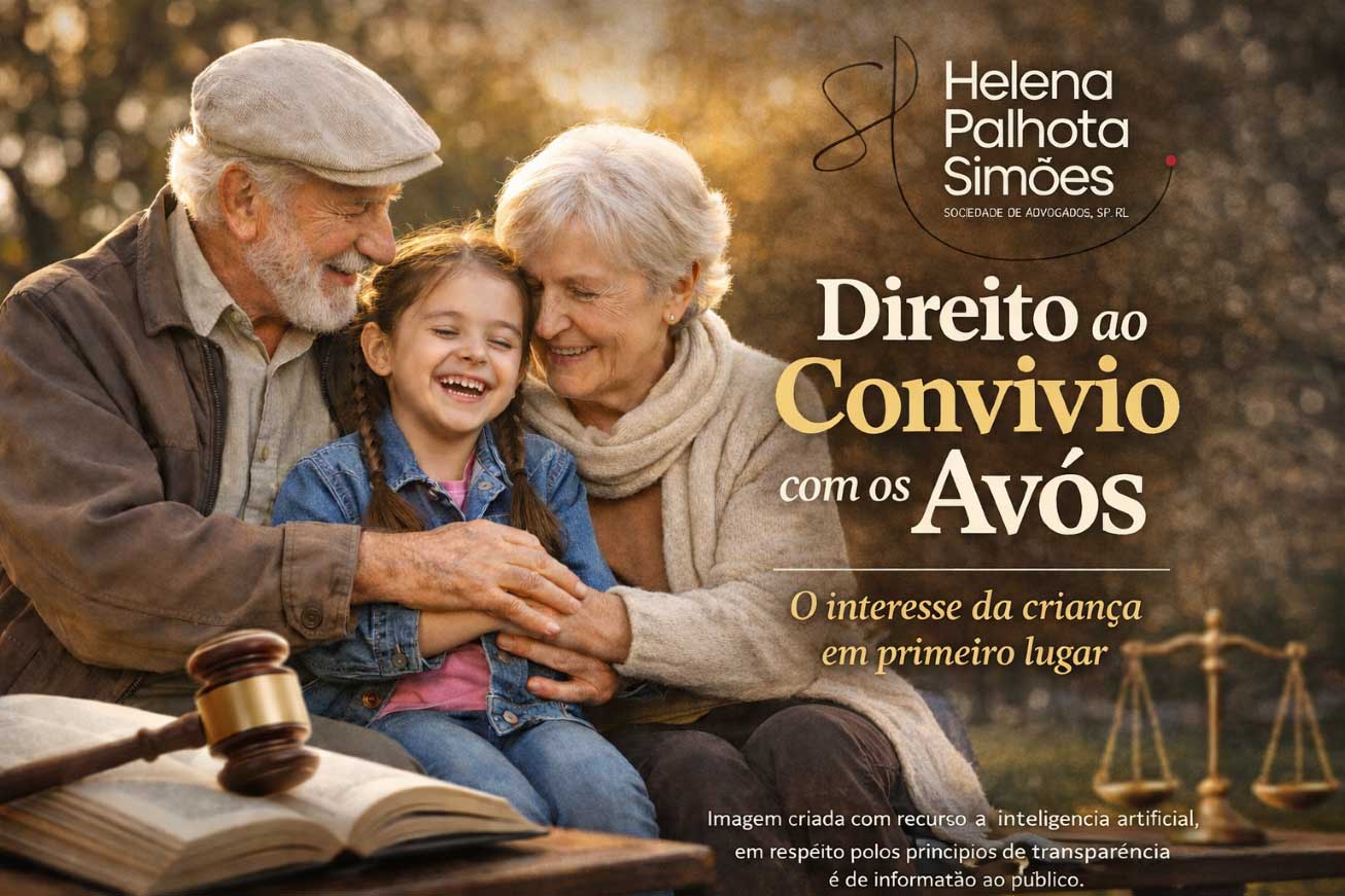 Grandparents and granddaughter sharing joyful moments together, emphasizing family connections and rights. Legal symbols nearby.
