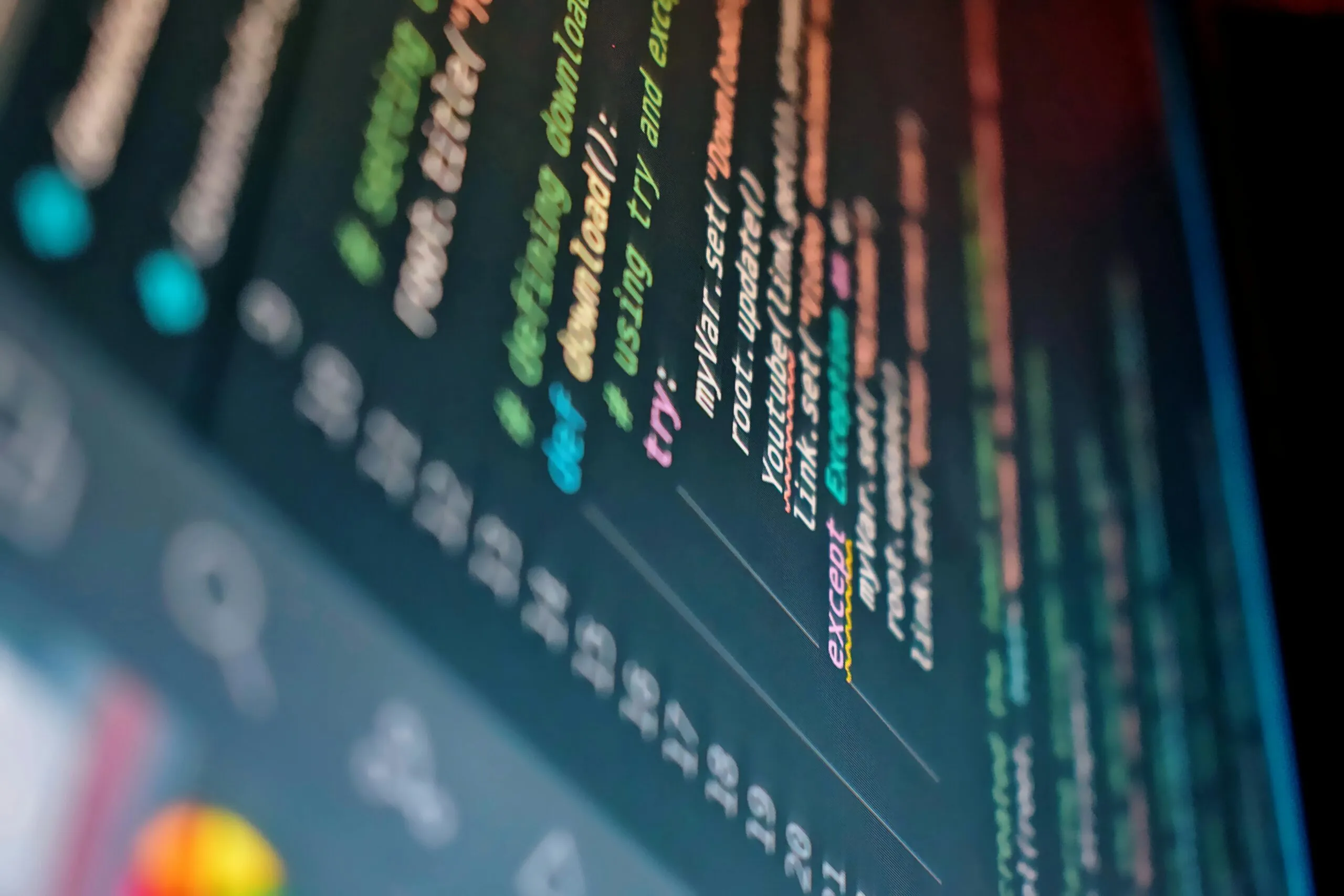 Code written in colorful syntax highlighting displayed on a computer screen.